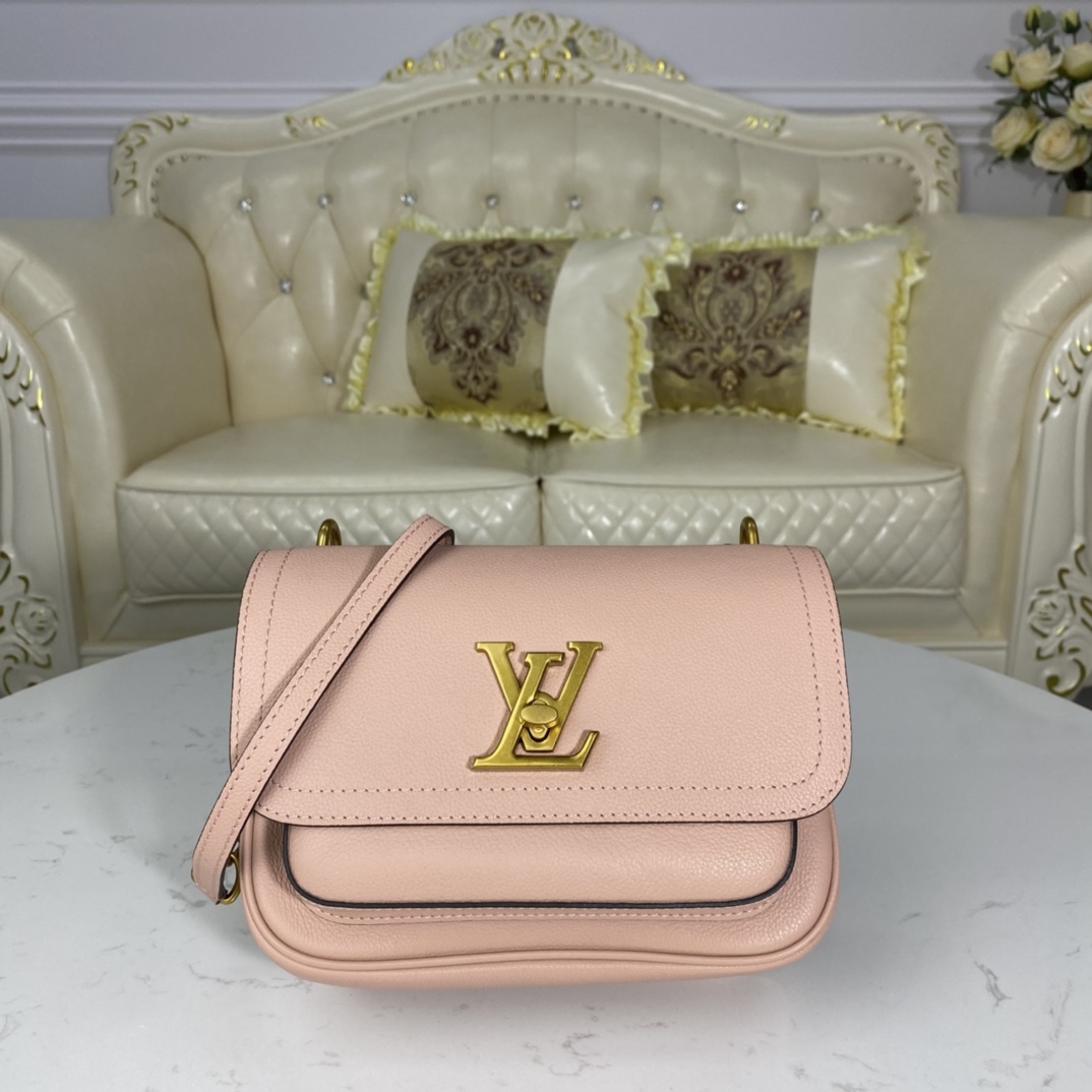 Louis Vuitton LOCKME CHAIN BAG Grained Leather Shoudler Bag M57071 Pink